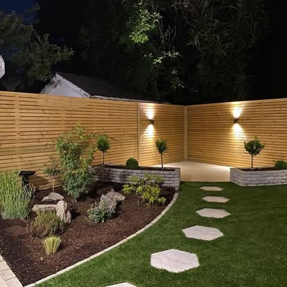 Stepping stones and night garden lighting