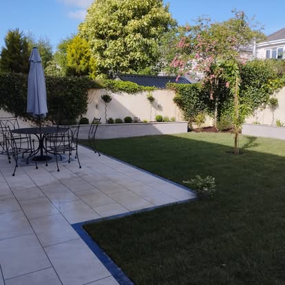 Stone paver patio and lawn